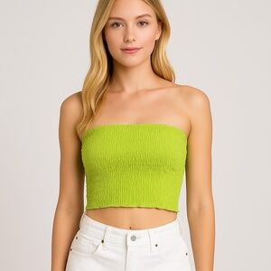 stretchy tube top in beautiful lime green color